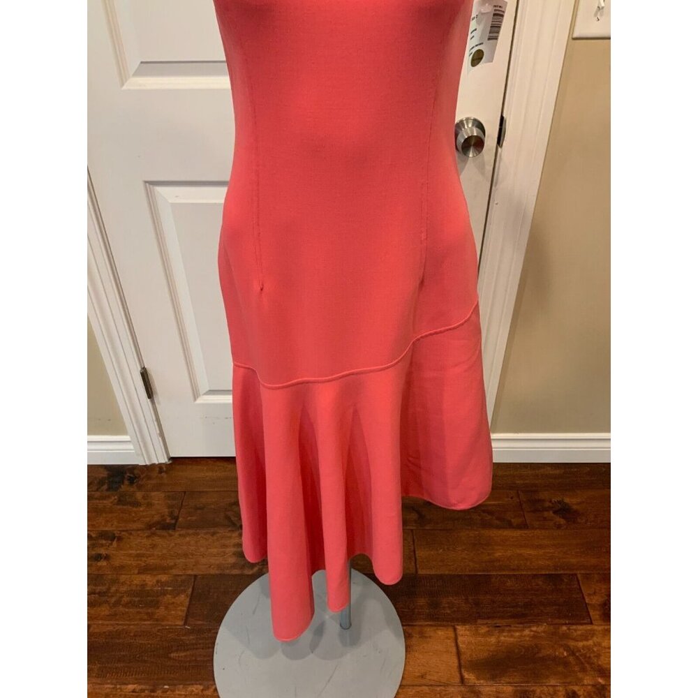 Michael Kors Collection Coral Pink Wool Crepe Fit & Flare Dress, Size 2 - Picture 3 of 9